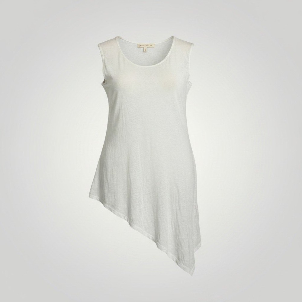Graham & Spencer Top Women Small White Linen Asymmetrical Hem Coastal Lagenlook